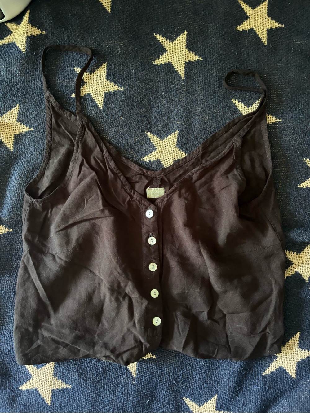 Women's Black Button-Front Cami Top